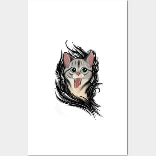 Cute Cat from Darkness Posters and Art